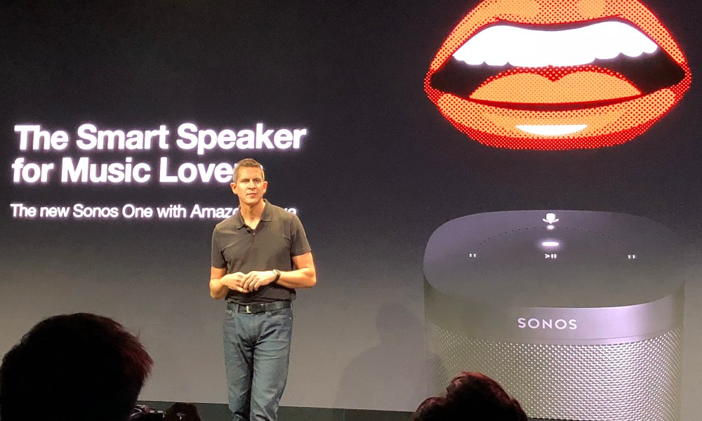 Sonos CEO Patrick Spence at the Sonos One launch in 2017.