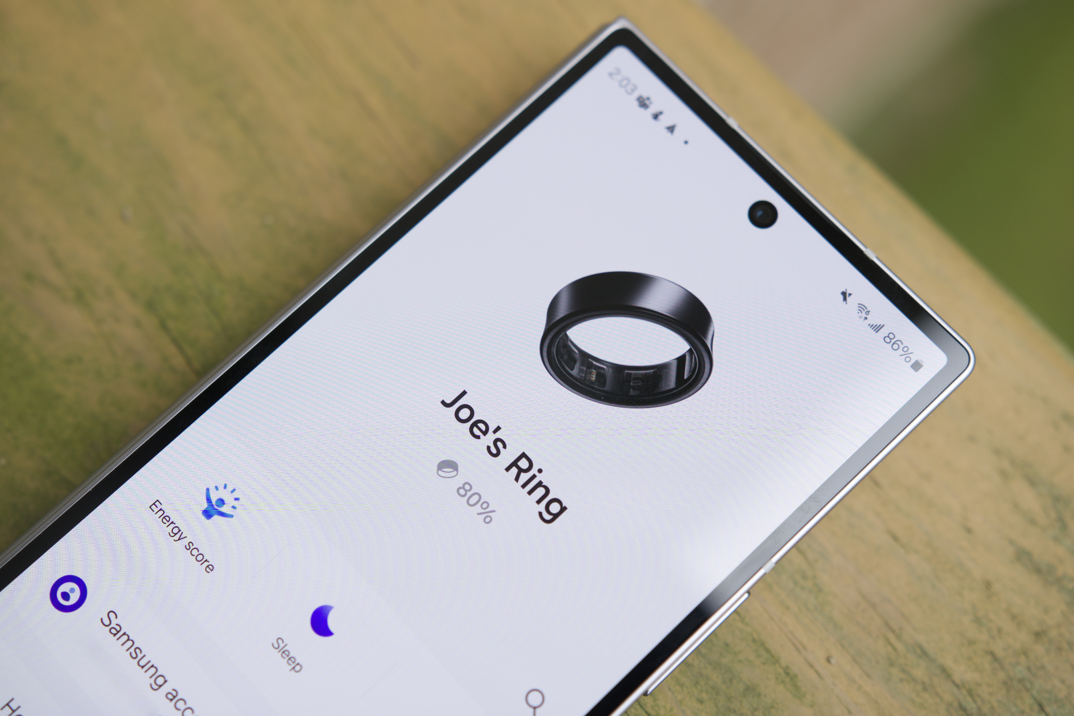 The Samsung Galaxy Ring displayed on a Samsung phone.