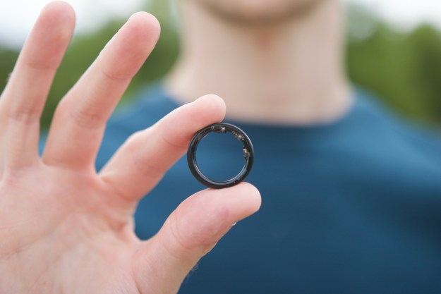 Someone holding the Samsung Galaxy Ring.