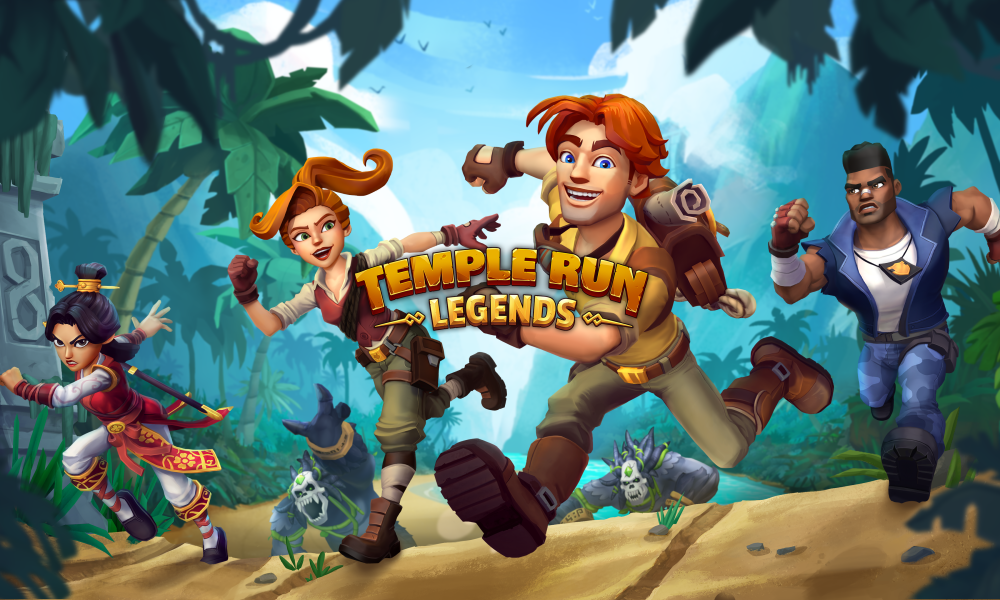 Characters run in key art for Temple Run: Legends.