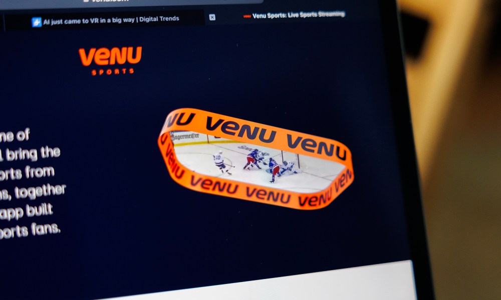 The Venu Sports website on an iPad.