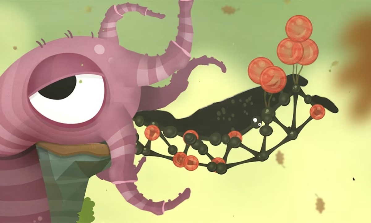 A goo bridge emerges from a creature's mouth in World of Goo 2.