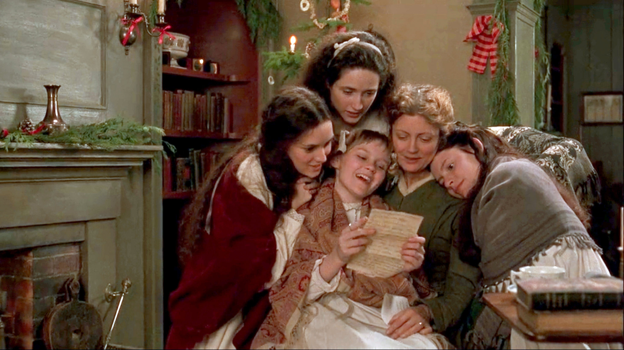 (L-R): Winona Ryder, Trini Alvarado, Kirsten Dunst, Susan Sarandon, and Claire Danes in Little Women.