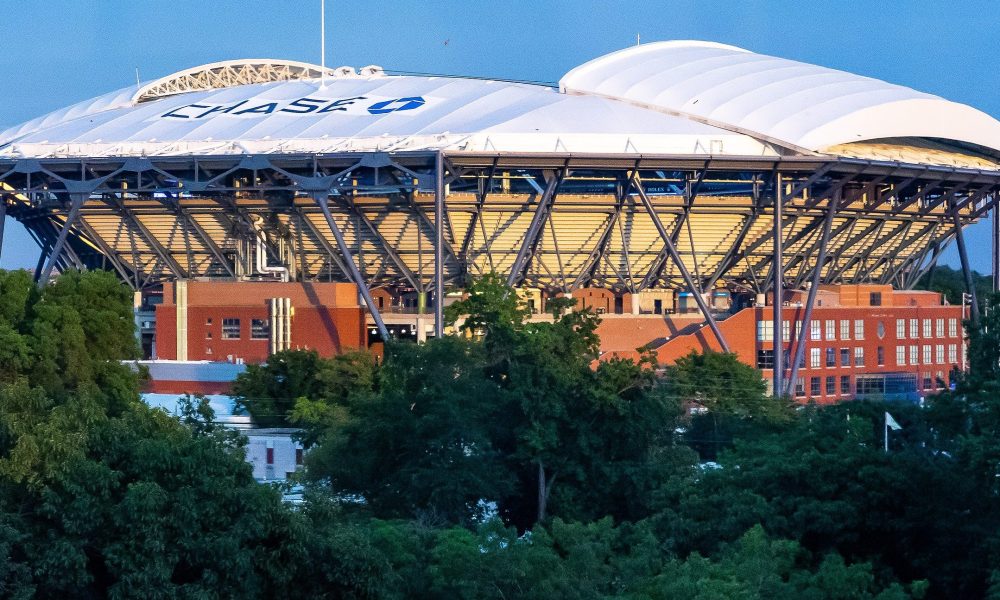 Aerial view of Arthur Ashe Stadium in Queens.