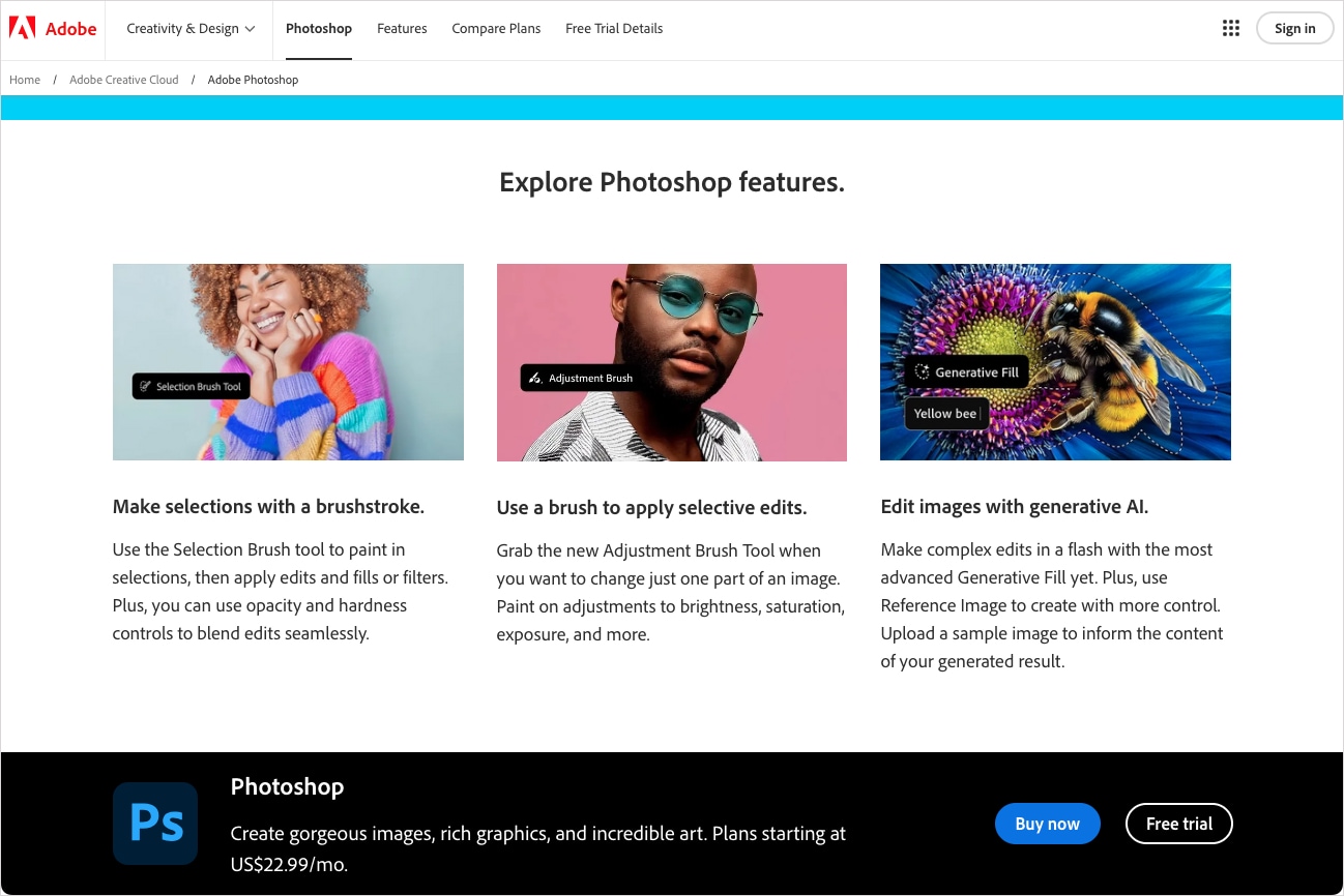 Adobe Photoshop feature page