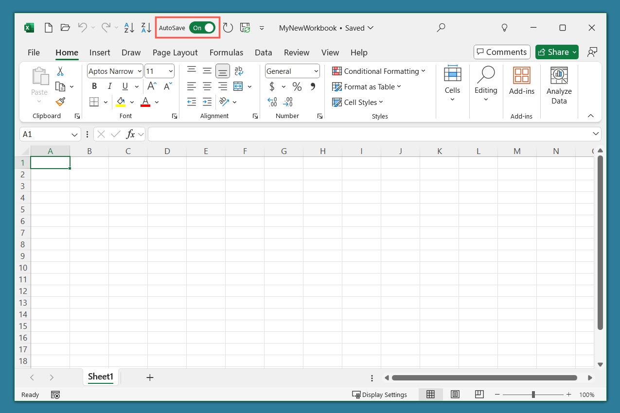 Activer l'enregistrement automatique dans Excel.