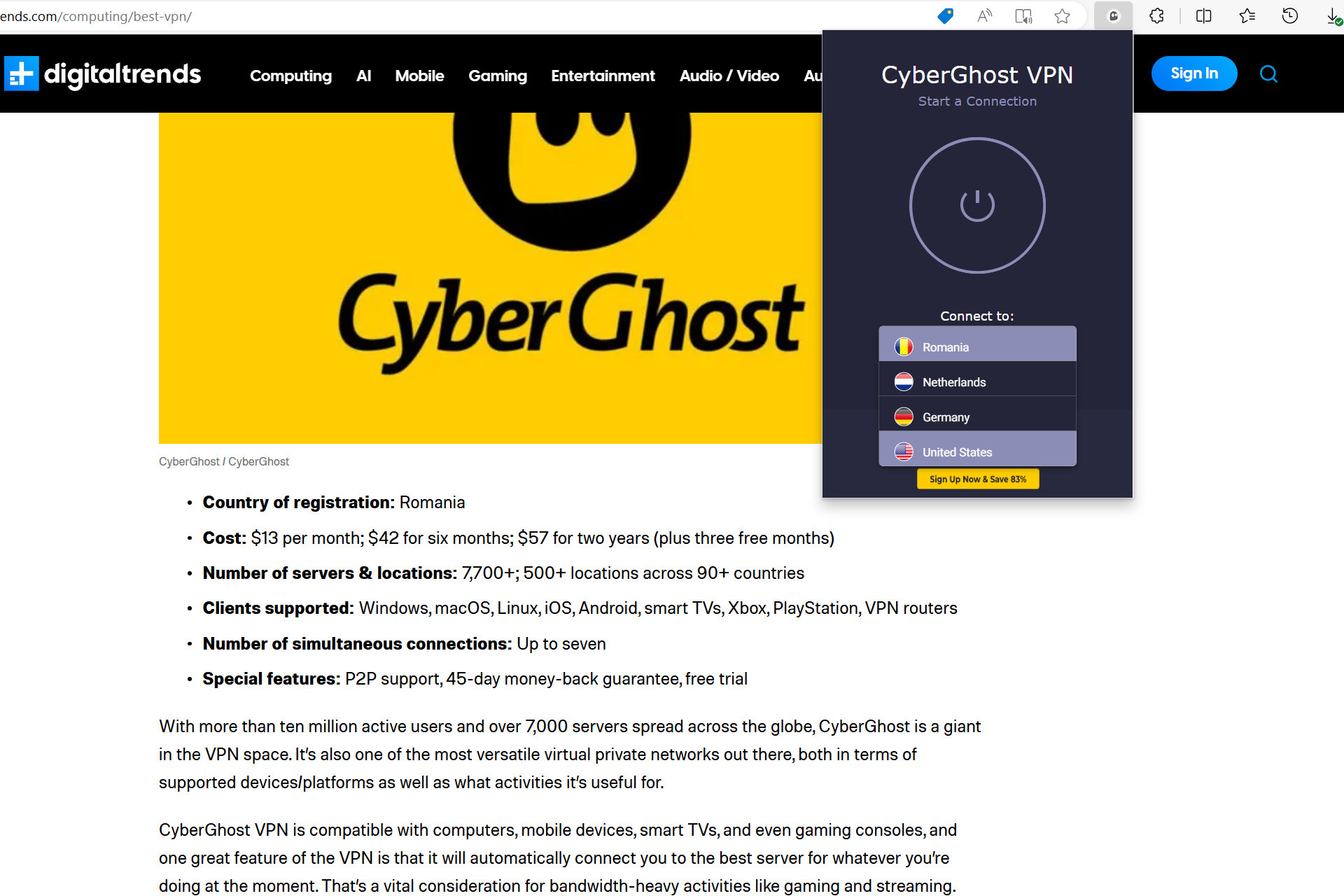 Обзор CyberGhost: быстрый потоковый VPN с некоторыми несоответствиями