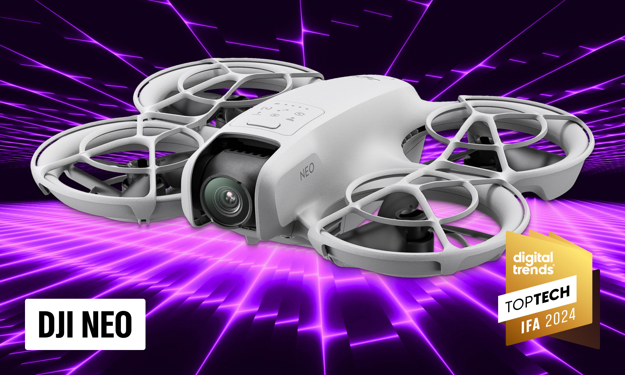 An awards graphic showing the DJI Neo.