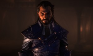 Lucanis in Dragon Age: The Veilguard in center frame.