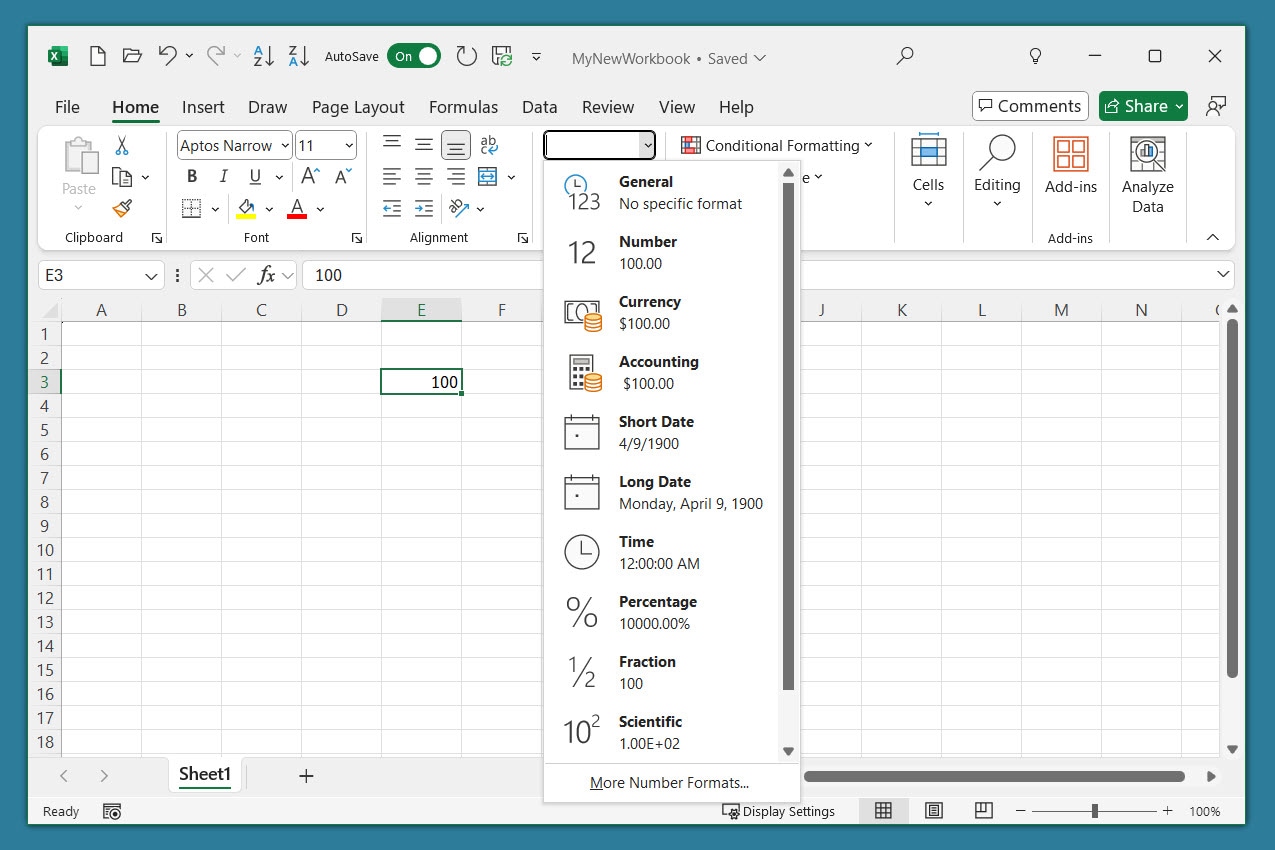 Format a number in a cell in Excel.