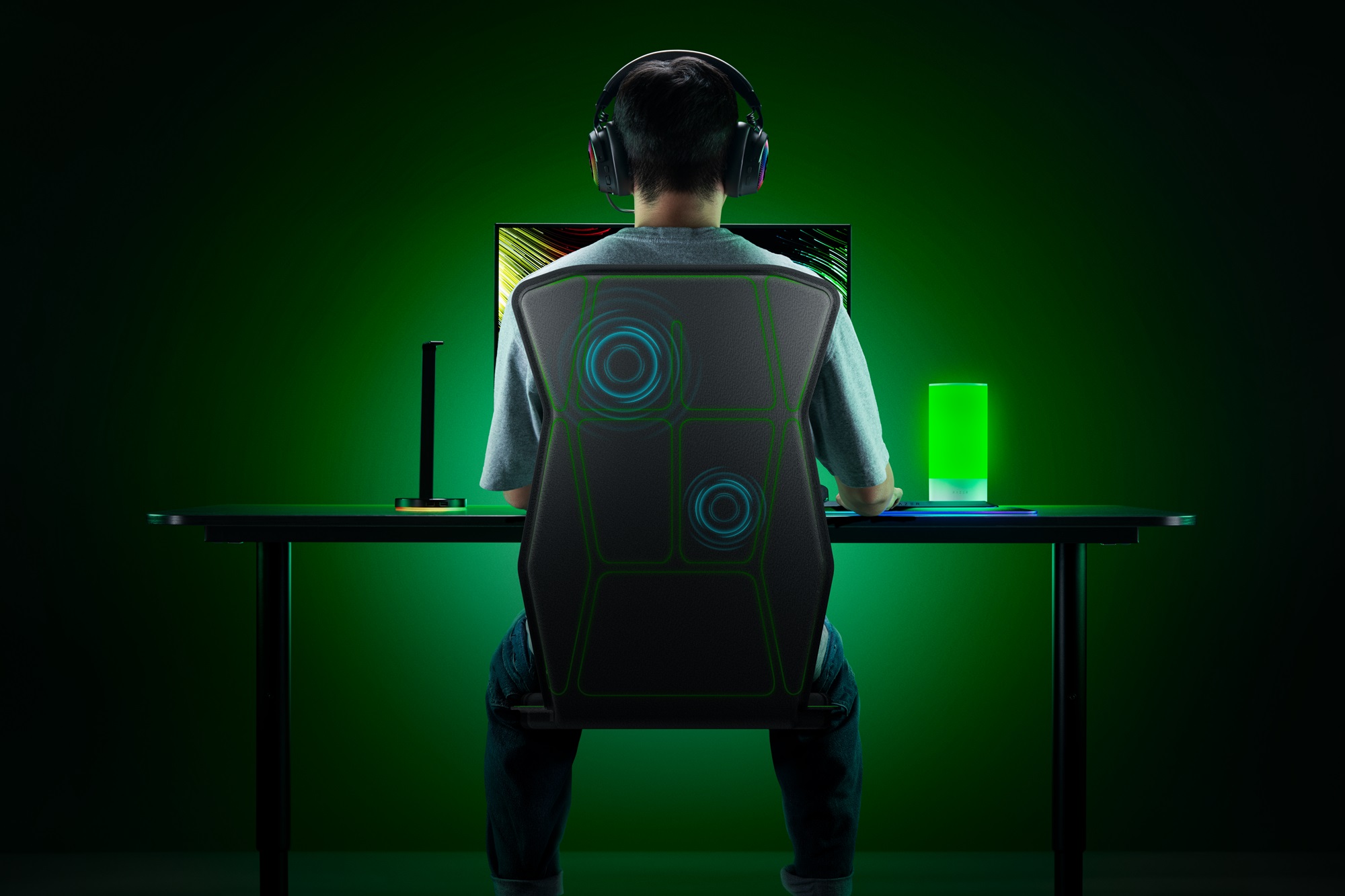 Haptic zones on the Razer Freyja gaming cushion.