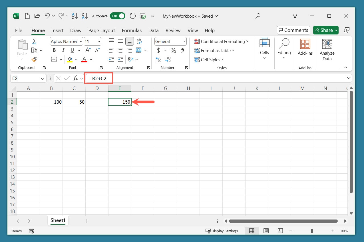 Inserted formula in Excel.