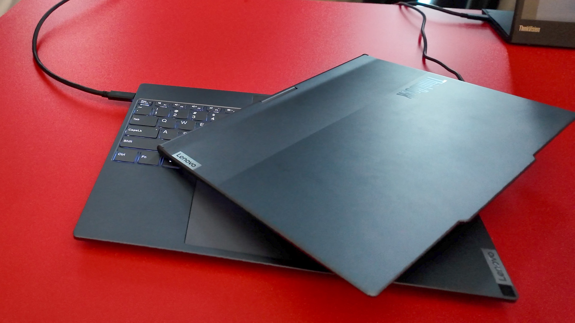 The Lenovo Twist AI PC with the lid inverted