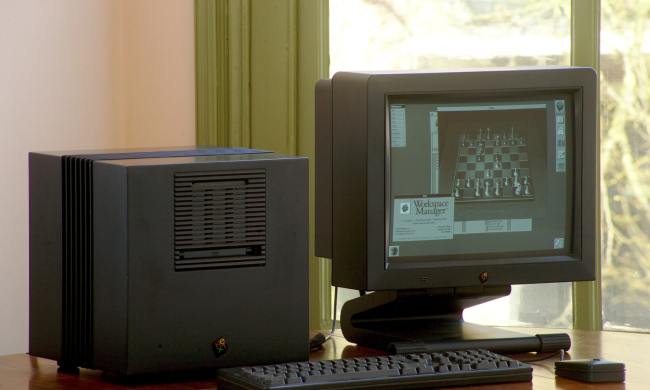 A NeXTcube computer running the NeXTSTEP operating system.