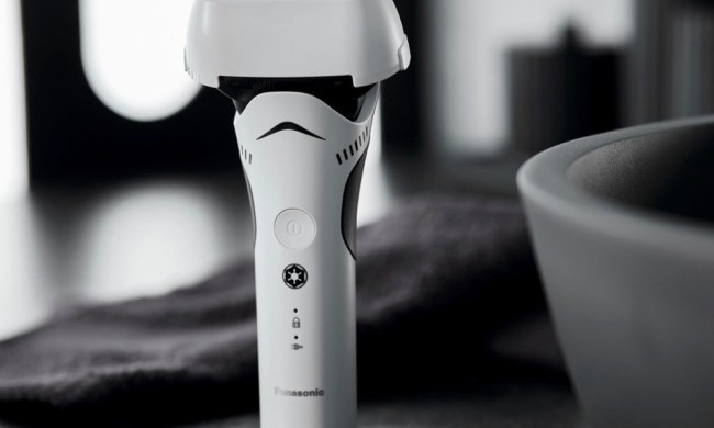 Panasonic Stormtrooper wet-dry electric razor in Star Wars themed room