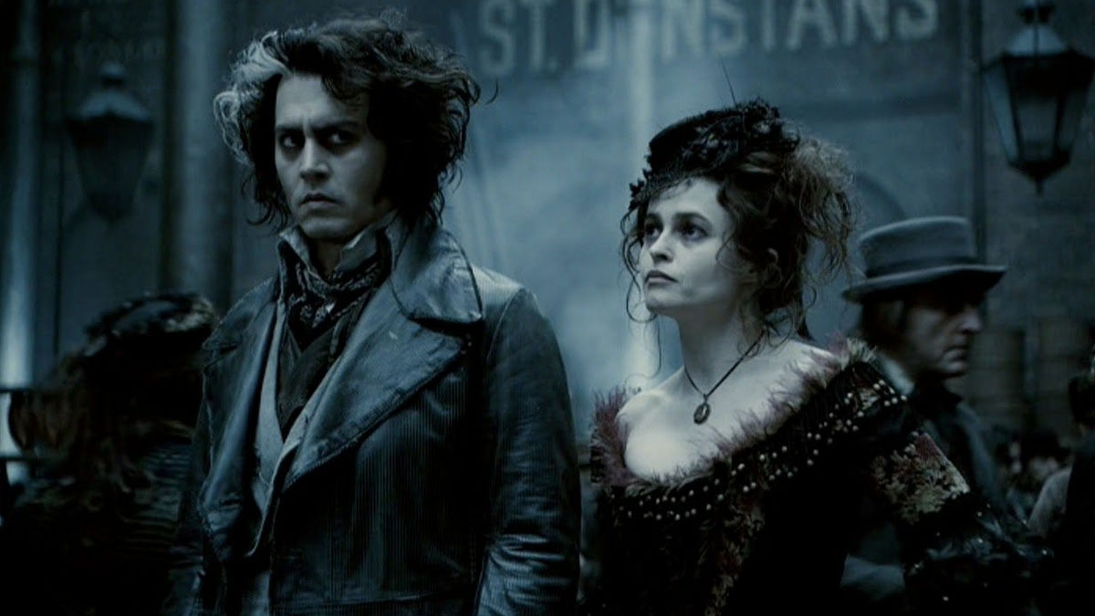 Johnny Depp und Helena Bonham Carter in Sweeney Todd: Der Dämonenfriseur von Fleet Street.