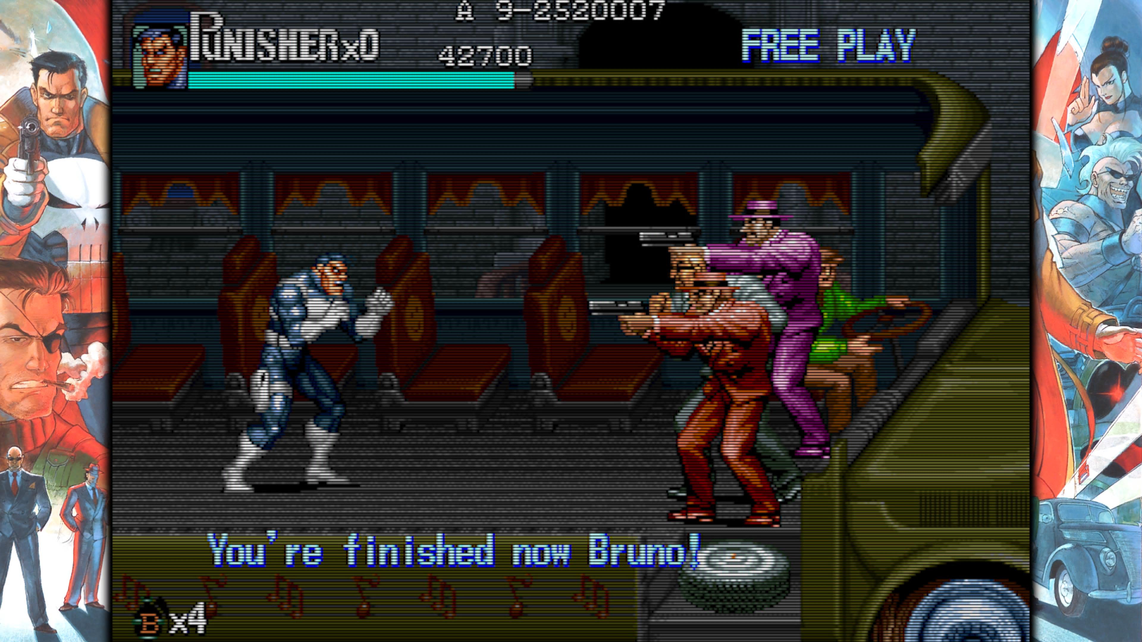 The Punisher confronts enemies in Marvel vs. Capcom Fighting Collection: Arcade Classics.