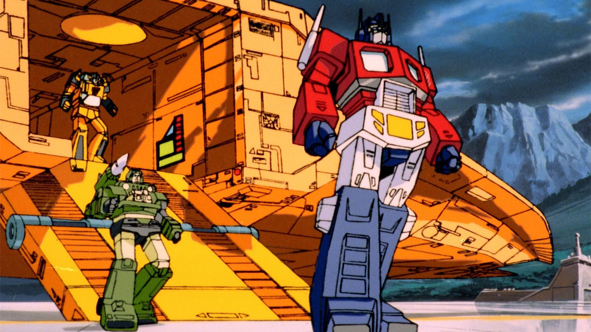 Los Autobots llegan a la Tierra en The Transformers: The Movie.