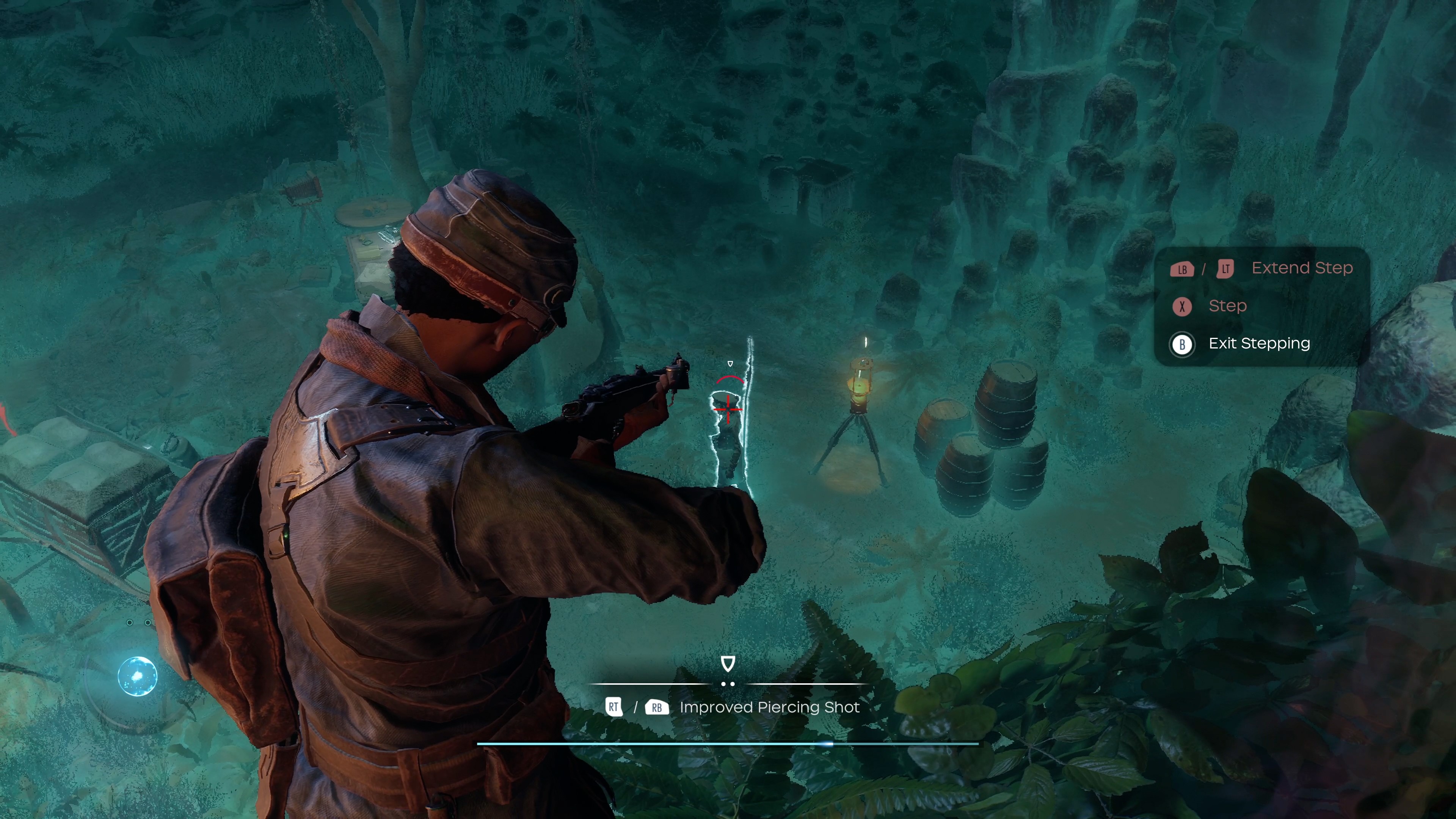 possessed bandit aiming bow at target below him