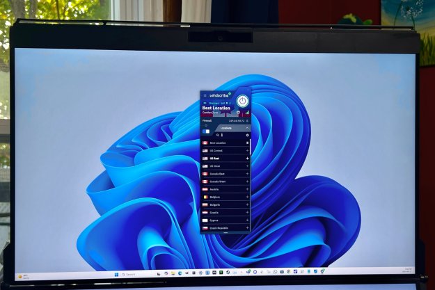 Windscribe VPN's cramped but well-designed Windows app is open on a PC monitor.