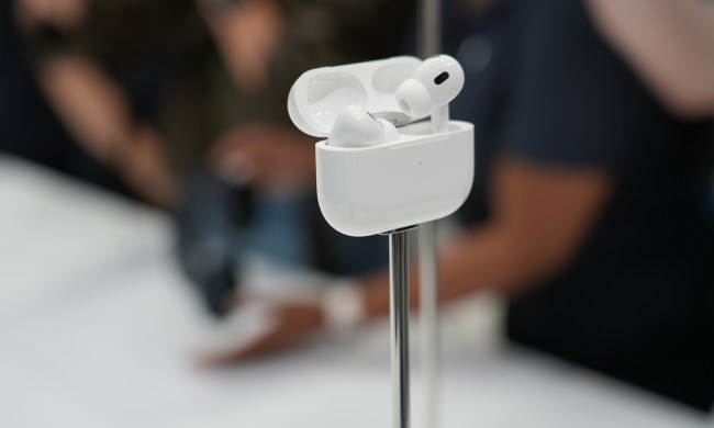 AirPods 4 on a stand at the Apple Glowtime event on September 9, 2024.