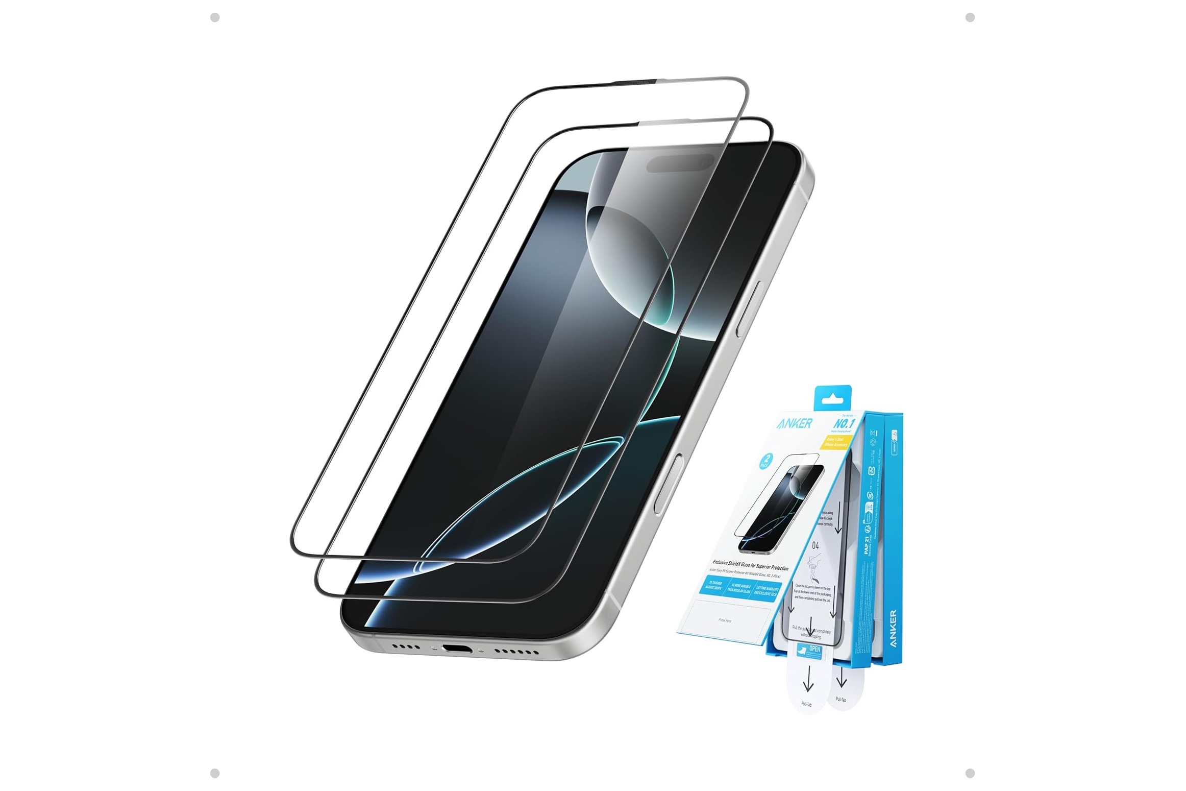 Anker Easy Fit HD screen protector for iPhone 16.