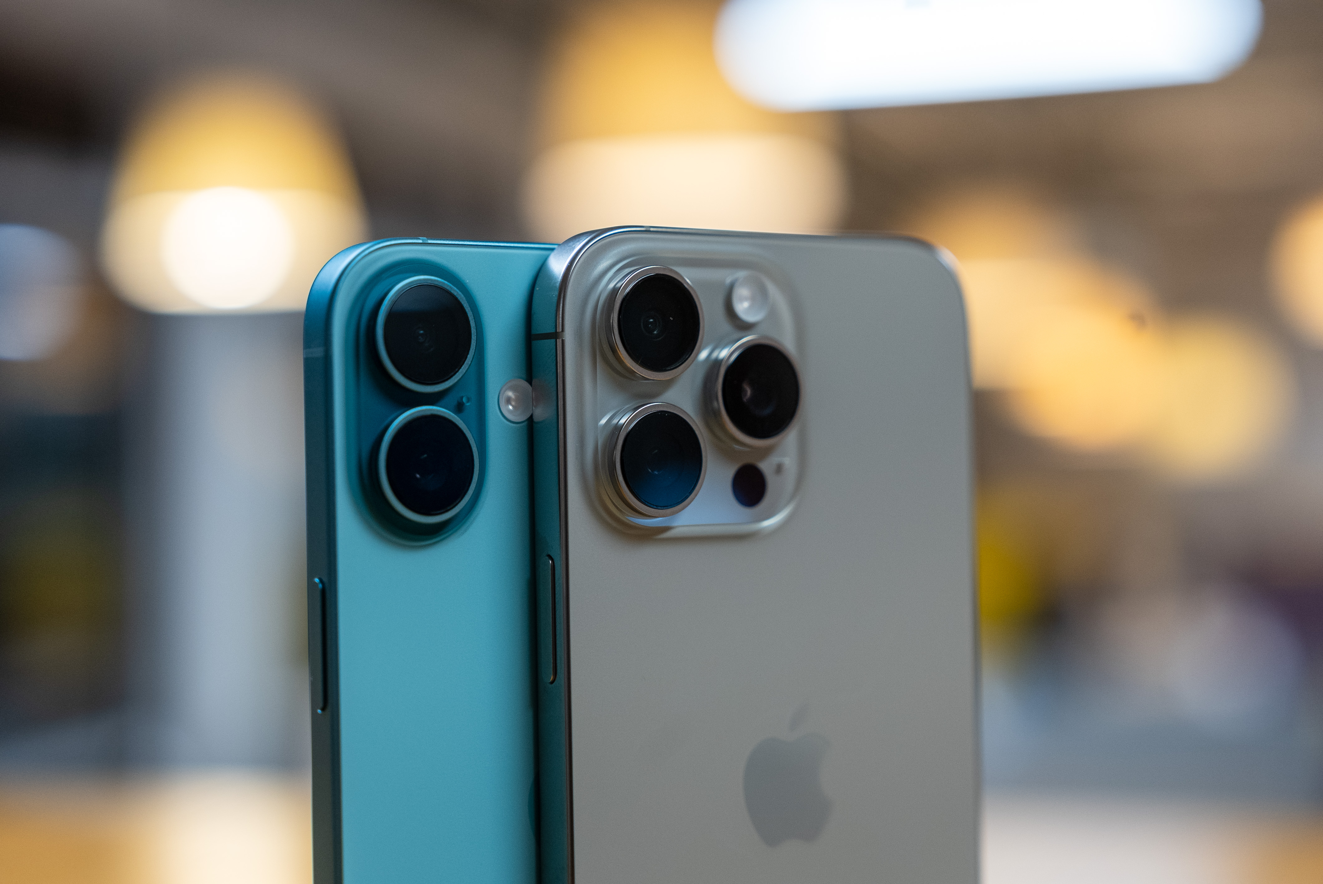 iPhone 16 Plus and iPhone 16 Pro Max close up of the cameras