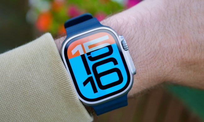 A person wearing the Apple Watch Ultra.