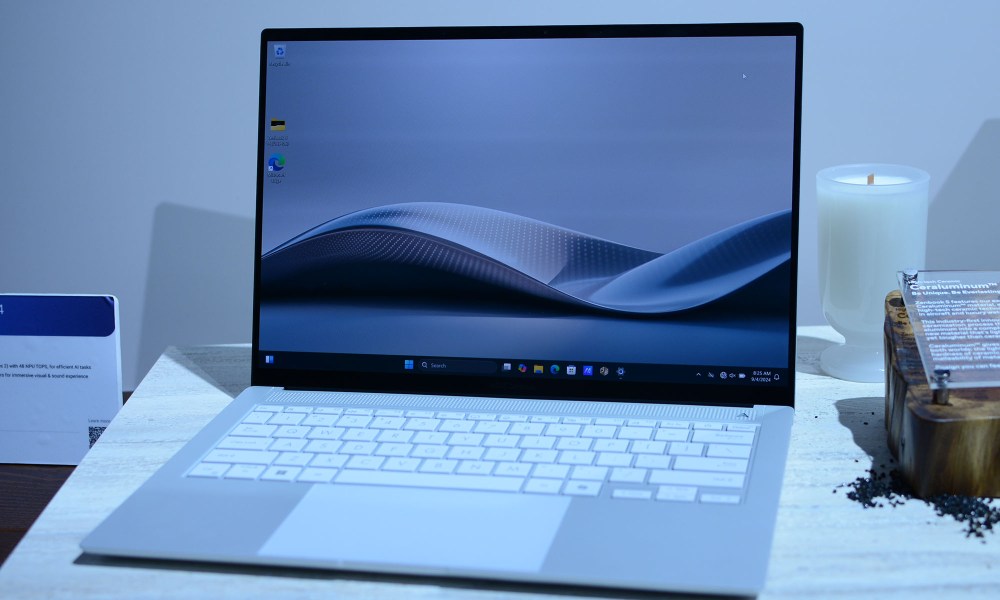 The Asus ZenBook S14 late 2024 model in Scandinavian White showcased at IFA 2024.