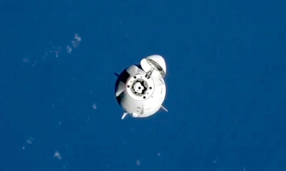 The Crew-9 Crew Dragon on its way to the space station.