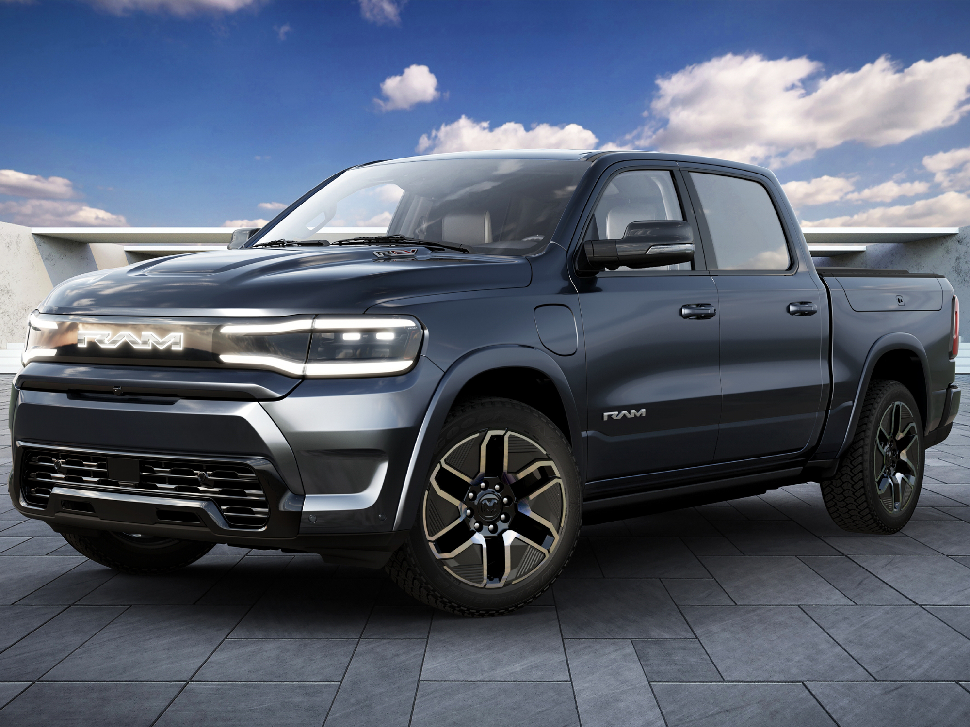 2025 Dodge Ram 1500 REV trois quarts avant.