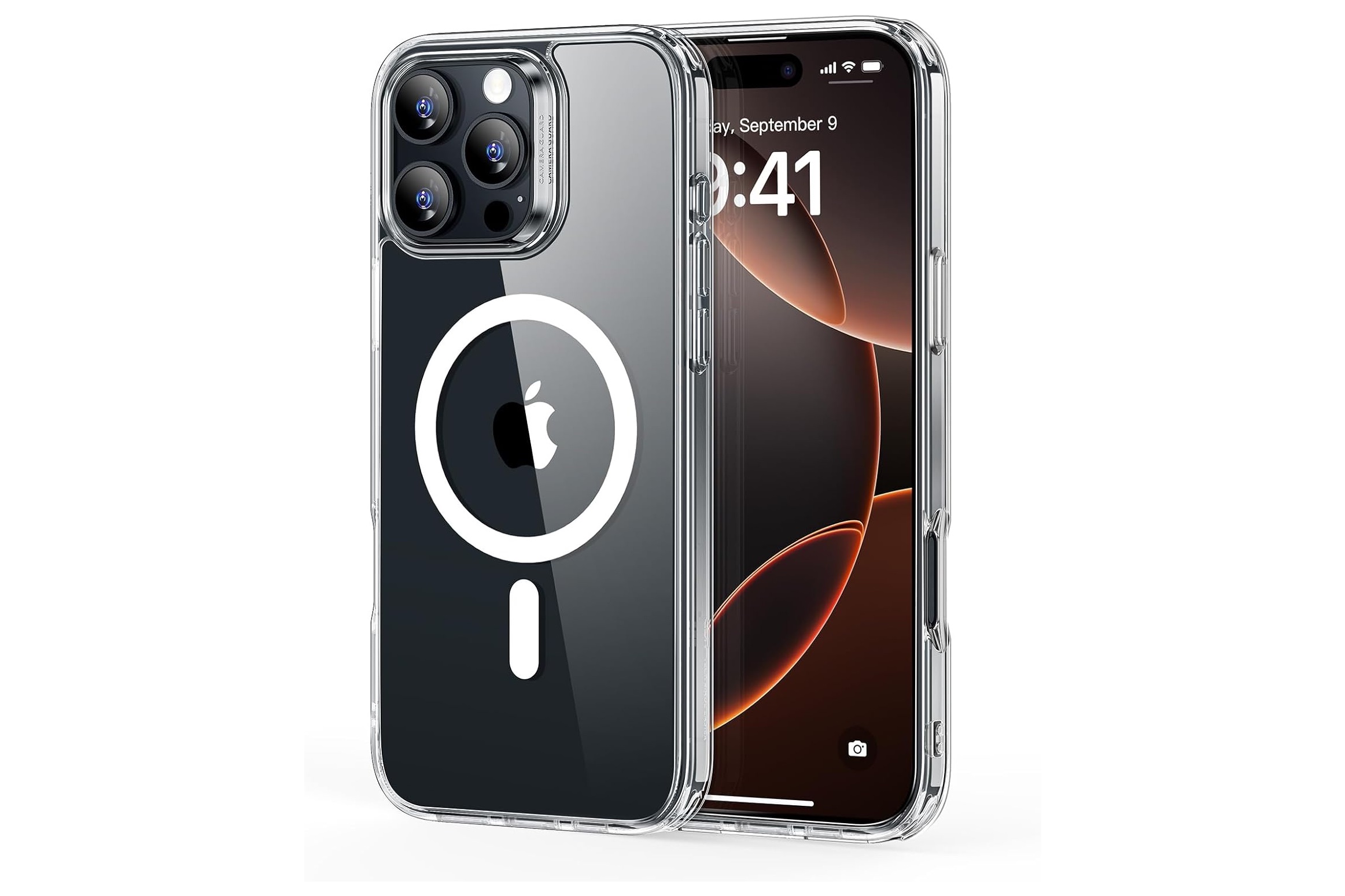 ESR Clear HaloLock case for iPhone 16 Pro.