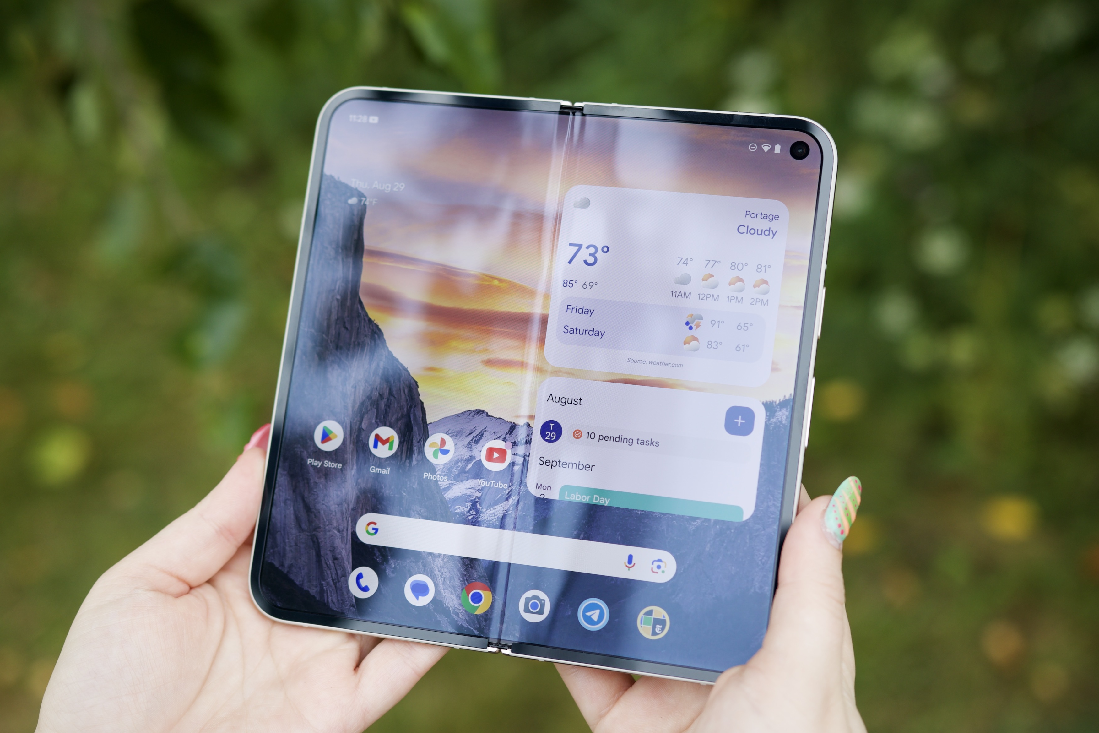 The inner display on the Google Pixel 9 Pro Fold.