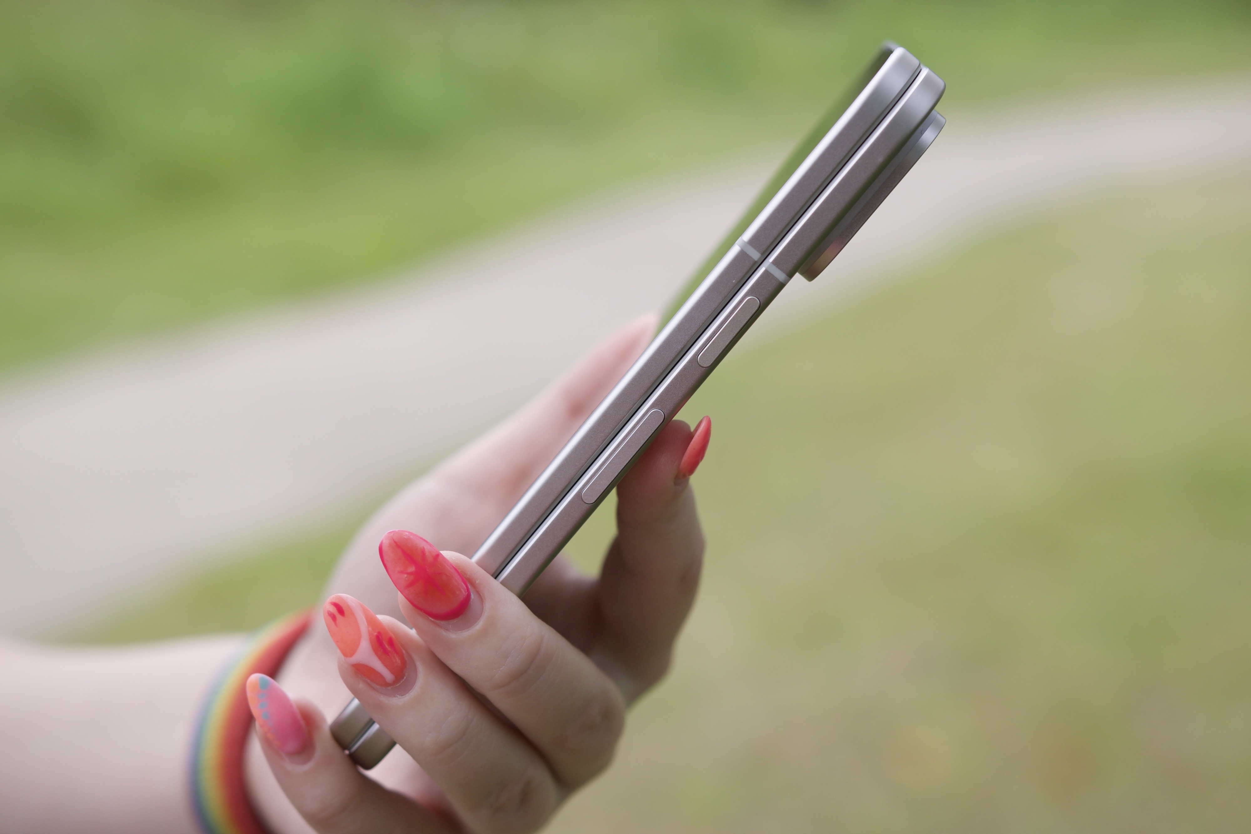 A side view of someone holding the Google Pixel 9 Pro Fold.