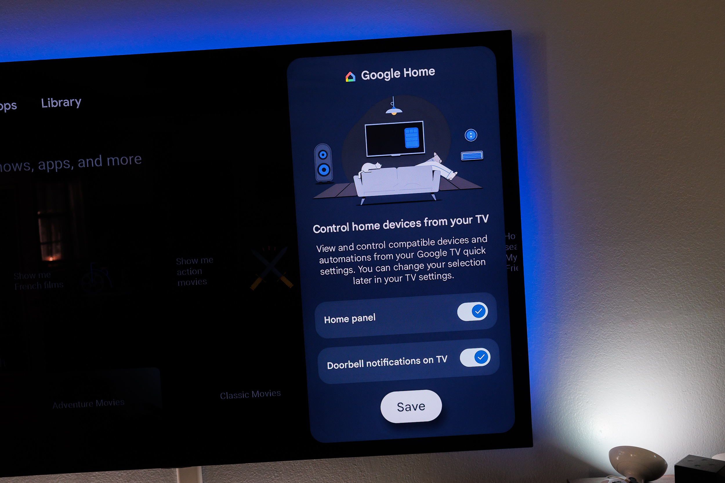 Die Google Home-Optionen im Google TV Streamer.