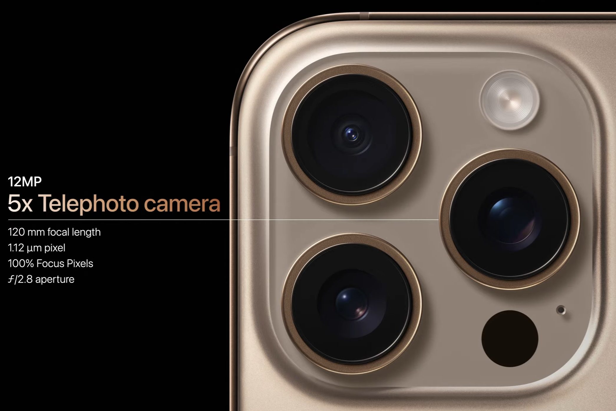 Objectifs de l'appareil photo sur l'iPhone 16 Pro.