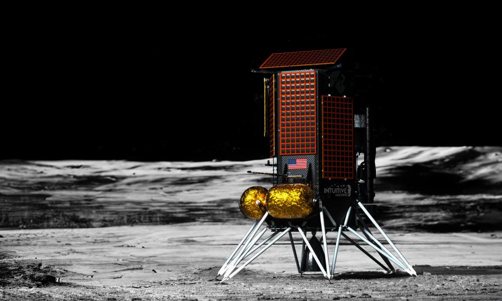 An artist’s concept of Intuitive Machines’ Nova-C lunar lander on the Moon’s South Pole.