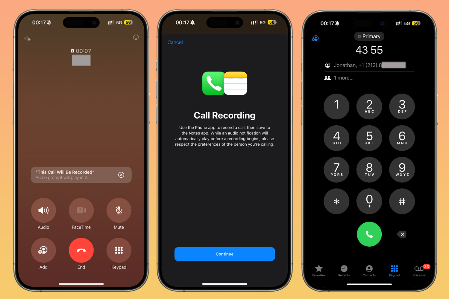 Phone features in iOS 18