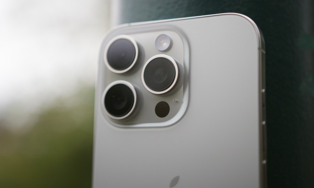 A close-up of the cameras on the iPhone 16 Pro.