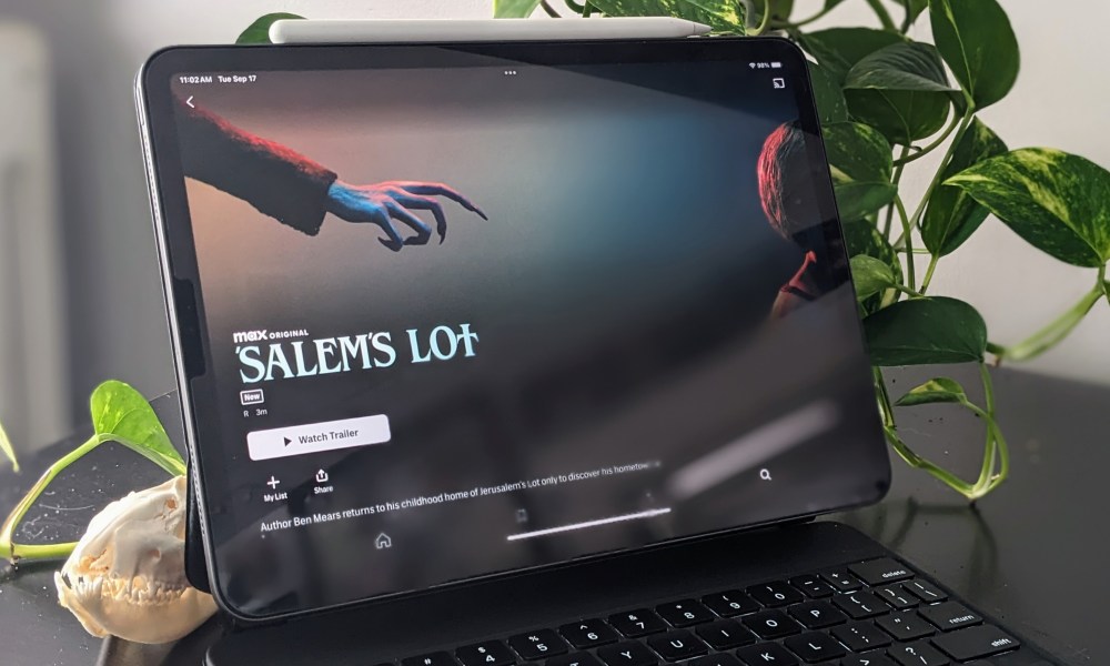 A cover for the Salem's Lot adaptation shown on the Max iOS app on iPad 11 Pro.