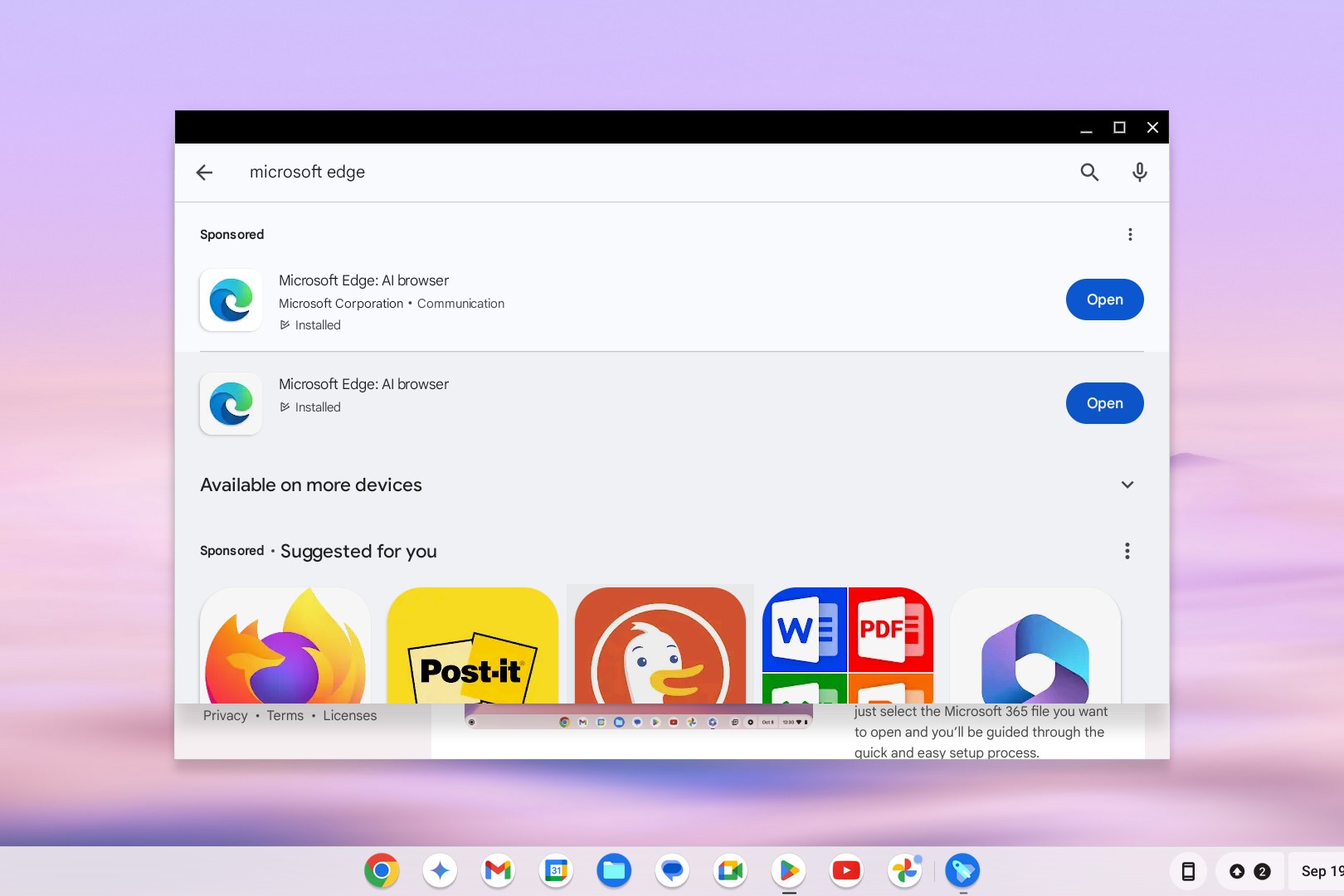 Instalación de Microsoft Edge en Chromebook.