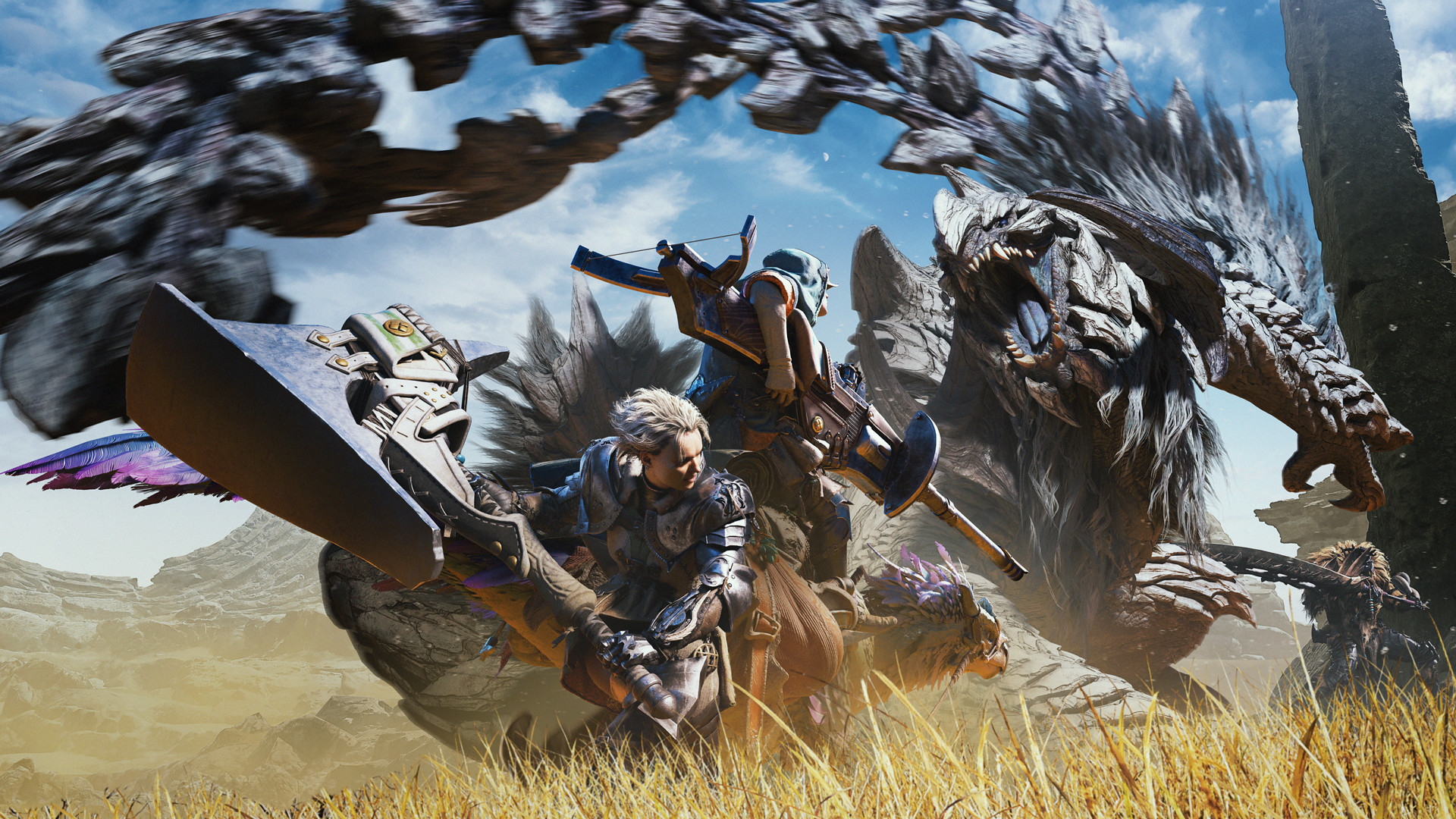 A hunter dodges a monster in Monster Hunter Wilds.