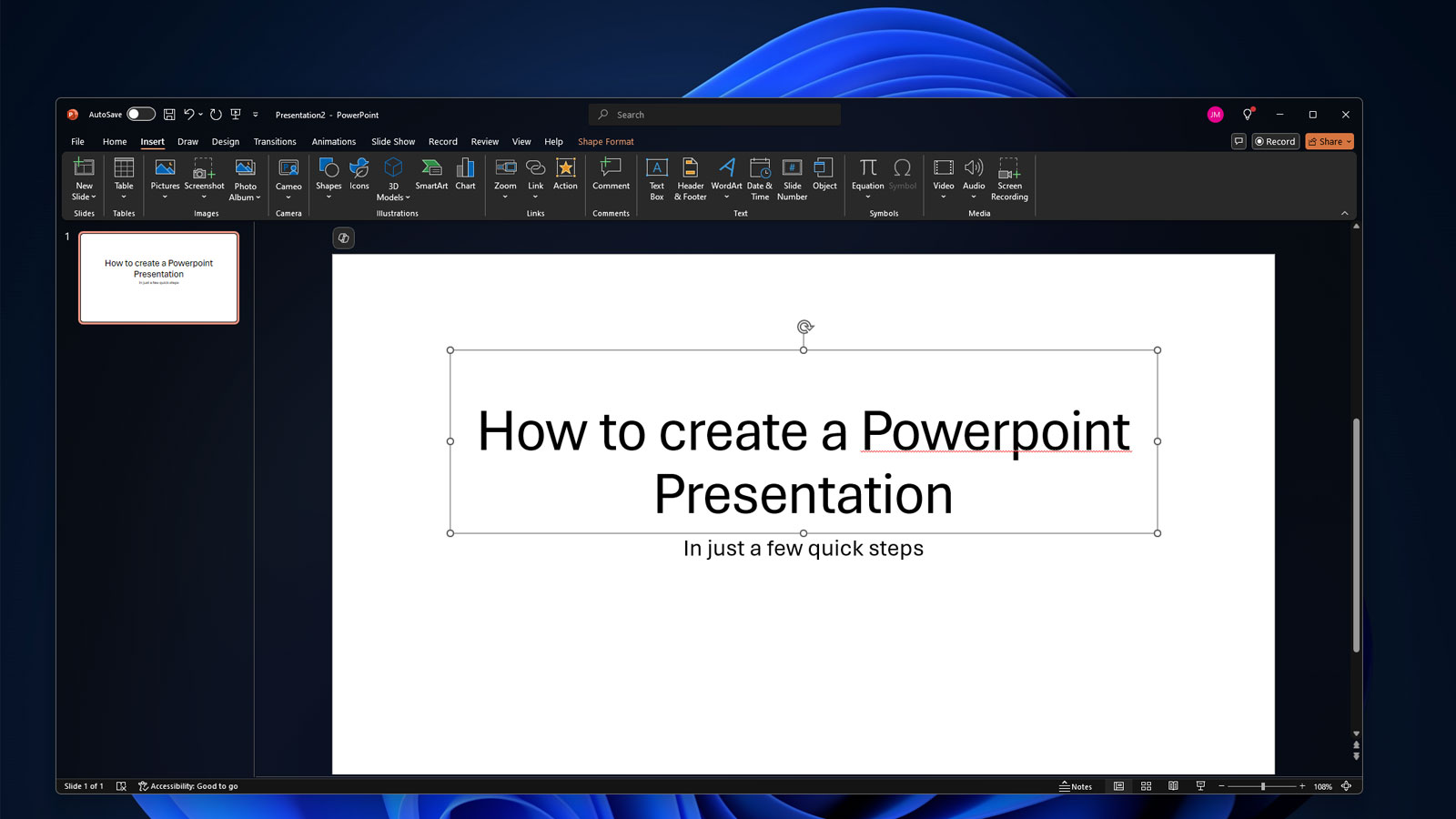 Creando una primera diapositiva de PowerPoint.