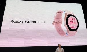 A photo of Samsung announcing the Galaxy Watch FE LTE.