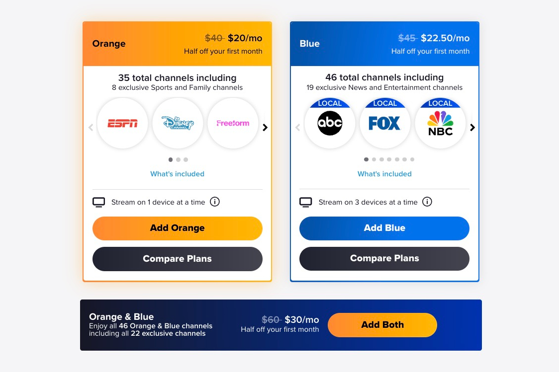 Preços da Sling TV em setembro de 2024.