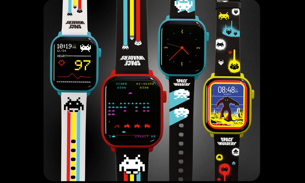 Promotional images of the Space Invaders: My Play Watch smartwatch.