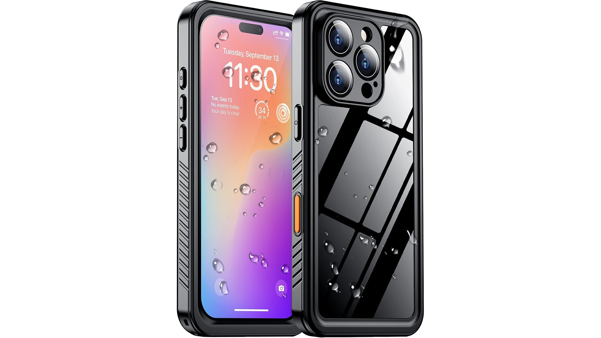 black waterproof temdan iphone 16 pro case