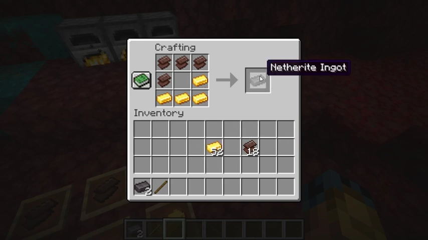 Craftingg netherite ingots in Minecraft.