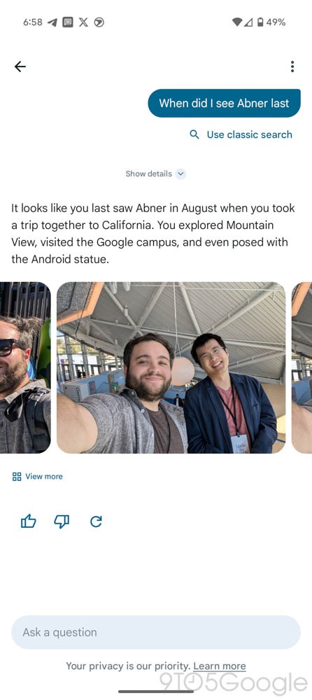 Google’s Ask Photo feature is available for users that joined a waitlist