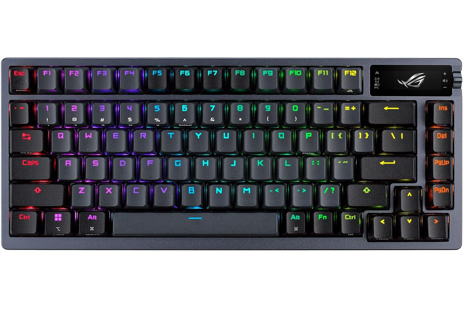 El teclado para juegos Asus ROG Azoth 75% sobre un fondo blanco.